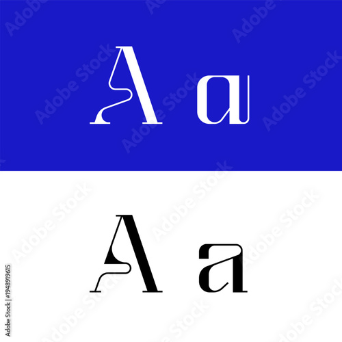 Art nouveau letter A for logo, including set of uppercase and low case fashion letters, vector illustration 10EPS