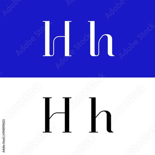 Art nouveau letter H for logo, including set of uppercase and low case fashion letters, vector illustration 10EPS