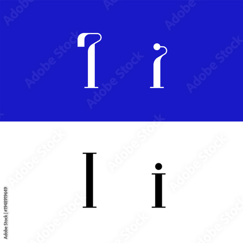 Art nouveau letter I for logo, including set of uppercase and low case fashion letters, vector illustration 10EPS