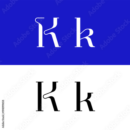 Art nouveau letter K for logo, including set of uppercase and low case fashion letters, vector illustration 10EPS
