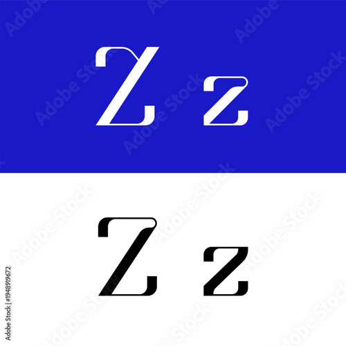 Art nouveau letter Z for logo, including set of uppercase and low case fashion letters, vector illustration 10EPS