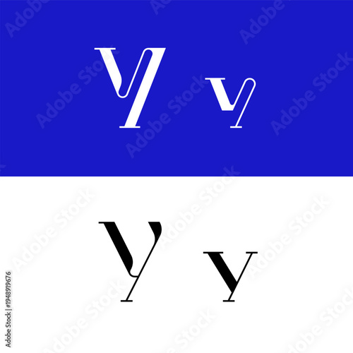 Art nouveau letter Y for logo, including set of uppercase and low case fashion letters, vector illustration 10EPS