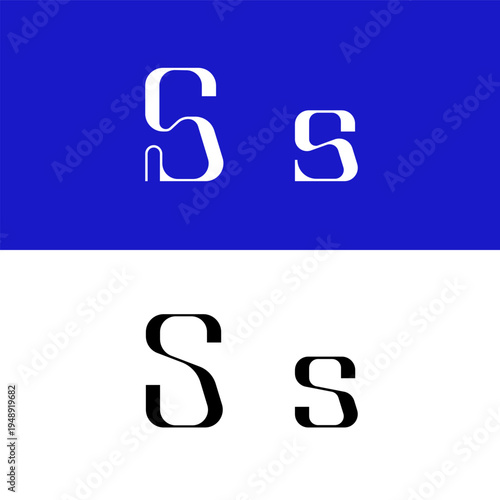 Art nouveau letter S for logo, including set of uppercase and low case fashion letters, vector illustration 10EPS