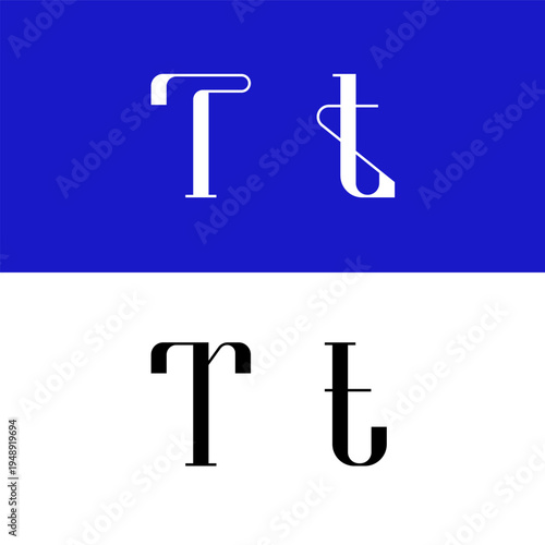 Art nouveau letter T for logo, including set of uppercase and low case fashion letters, vector illustration 10EPS