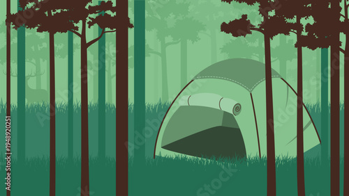 camping in forest