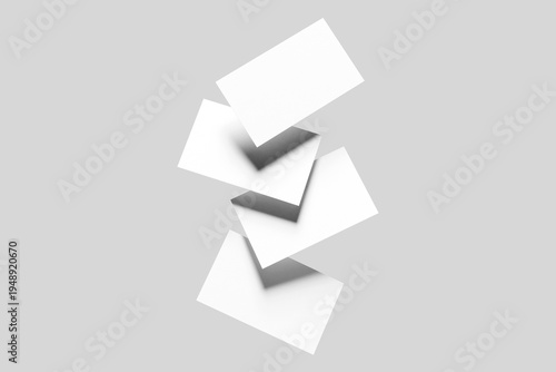 Blank business card mockup with four floating cards isolated on white background	