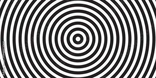 Black and white concentric circles forming a bold hypnotic pattern.