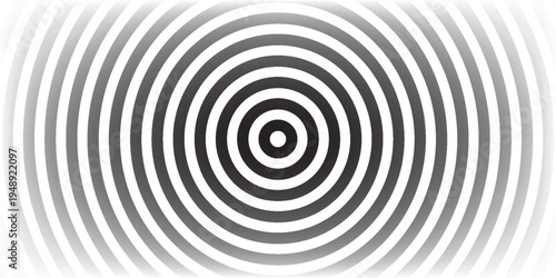 Black and white concentric circles forming a bold hypnotic pattern.