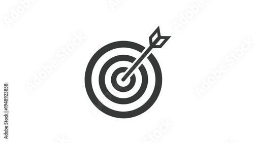 Bullseye target with an arrow hitting the center point representing goal achievement success and precision in business.