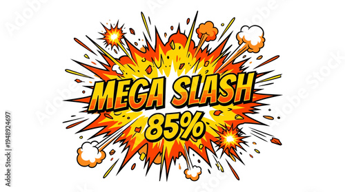 Comic Book Style Mega Slash Sale Promotional Banner