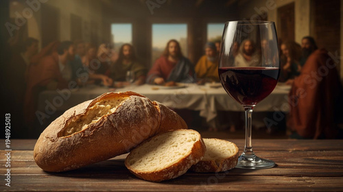 Jesus Christ Sharing the Last Supper with His Disciples