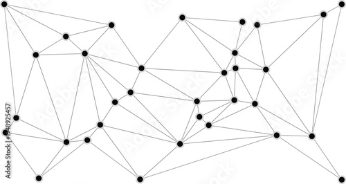 Vector Network topology diagram with interconnected nodes on transparent background