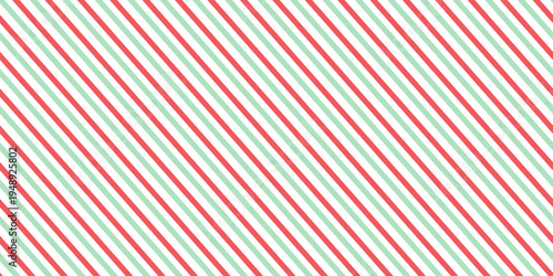 Candy cane striped pattern. Seamless Christmas background. Peppermint wrapping print with diagonal lines. Cute caramel package texture. Xmas holiday geometric backdrop. Vector illustration.