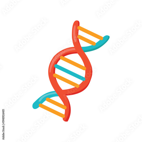 DNA Helix Structure Genetic Science Concept Flat Illustration