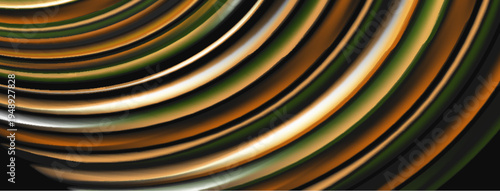 Abstract curved lines, warm colors dominate. Gradient shades create dynamic visual flow, contrasting dark background. Minimalist design.