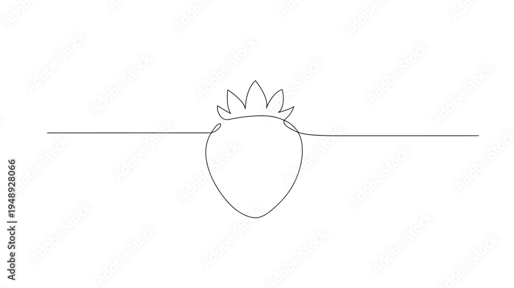 Naklejka premium Strawberry single line drawing on a white background, creating a minimalist and abstract visual representation of the fruit.