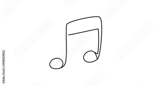 Musical note icon in a simple, single line black drawing style with a white background for easy use in design.