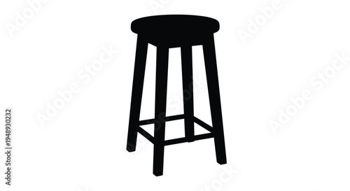 Simple black stool depicted in a striking minimalist silhouette