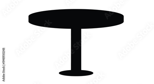 Simple black table design against a white background a stark silhouette