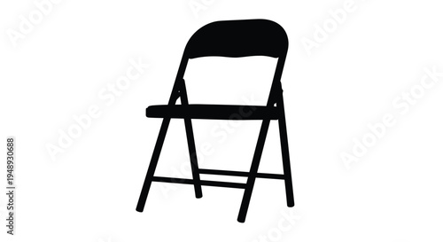 Simple black folding chair isolated on a white background silhouette