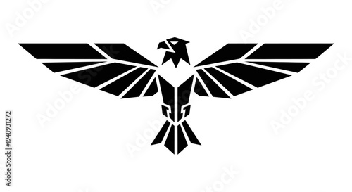 Black silhouette of an eagle with outstretched wings on a white background.