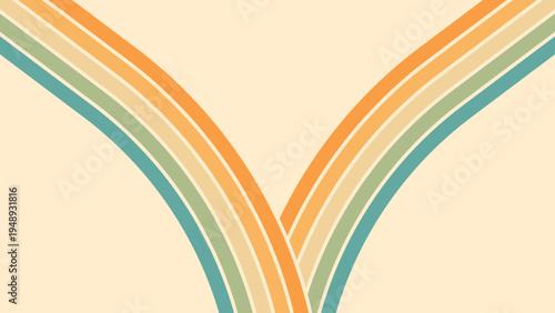 Abstract background of rainbow groovy Wavy Line design in 1970s Hippie Retro style. Vector pattern ready to use for cloth, textile, wrap and other.