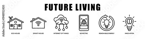 Future Living web banner icon illustration concept