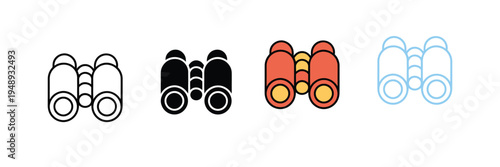 Binoculars Icon for Exploration, Bird Watching, Sightseeing, and Discovery Research. Symbol Vector Illustration.