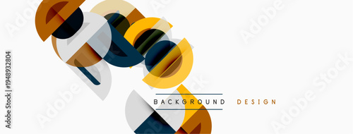 Abstract geometric shapes overlap, creating dynamic visual composition. Warm, cool tones blend with white space. Modern design element.