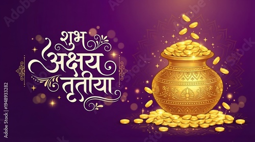 Akshaya tritiya poster, banner, greeting card printable, Akshaya tritiya wishes calligraphy, vector, logo, template, design in Marathi or Hindi. Akshaya tritiya social media post