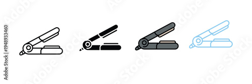 Professional Hair Straightener Icon for Beauty Salon, Hair Styling Tools, and Cosmetic Electronic Appliances. Symbol Vector Illustration.