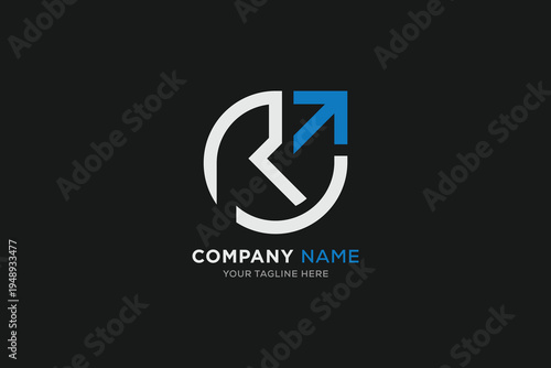 minimal letter r arrow logo vector design template