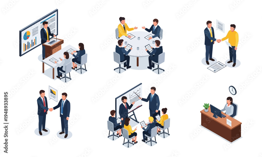 custom made wallpaper toronto digitalIsometric Business Meetings and Office Interactions Set.
