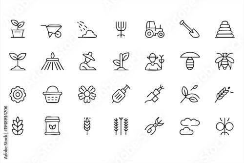 Beekeeping and Apiary Line Icons for Honey Harvest Process, Pollination Farming and Natural Food Infographics