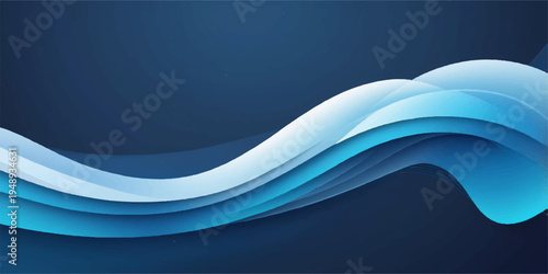 Dynamic abstract blue wave background featuring a futuristic vector design with flowing light lines and artistic curves for a professional business wallpaper