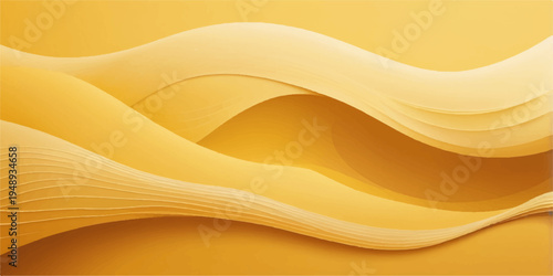 An abstract vector background features a soft orange and yellow wave pattern with gold gradient curves and light sun-inspired lines for a modern summer wallpaper design