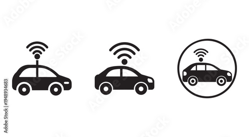 Connected cars with wifi signals on transparent background for web and mobile applications  wireless connectivity  vehicle technology