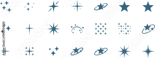 Sparkle Star Glow Vector Icons Light Effect Collection