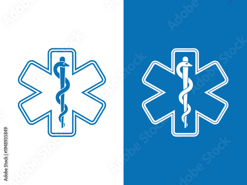 Star of Life Medical Icons with Snake – Ambulance Symbol Vector