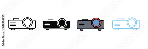 Multimedia Digital Projector Icon for Business Presentation, Home Cinema, and Video Streaming. Symbol Vector Illustration.