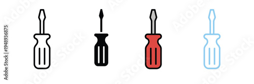 Screwdriver Hand Tool Icon for Repair Service, DIY Home Improvement, and Industrial Hardware. Symbol Vector Illustration.