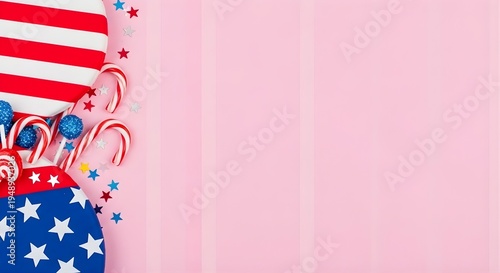 Happy labor day celebration with american flag and candy
