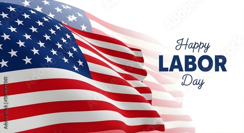 Happy labor day celebration with american flag background