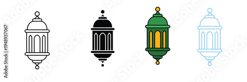 Islamic Lantern Icon for Ramadan Decoration, Traditional Arab Lamp, and Religious Celebration. Symbol Vector Illustration.