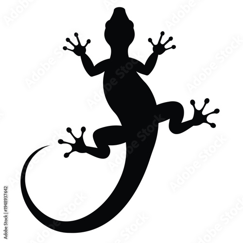 Black silhouette of a Lizard in top view