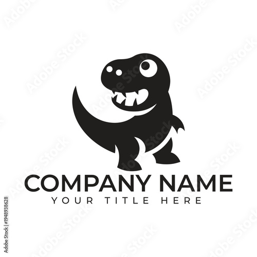 Minimalist Black T-Rex Dinosaur Vector Logo Design