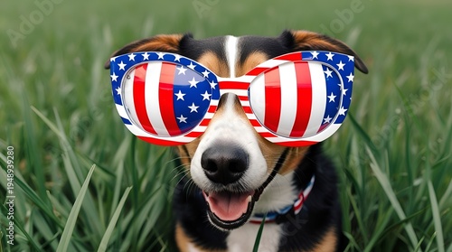 Dog Head in Oversized Trendy Glasses with Vibrant Colors