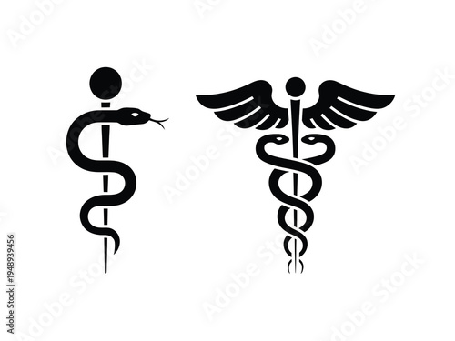 Snake Medical Icon – Caduceus Vector Symbol