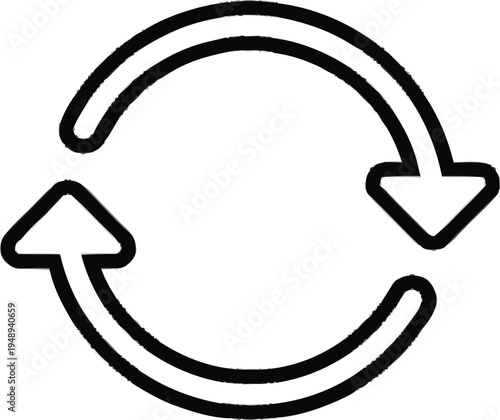 Continuous cycle with two arrows depicting an ongoing loop or repeated action vector illustration for various design needs