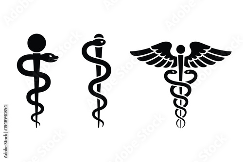 Caduceus Medical Symbol – Snake and Staff Vector Icon